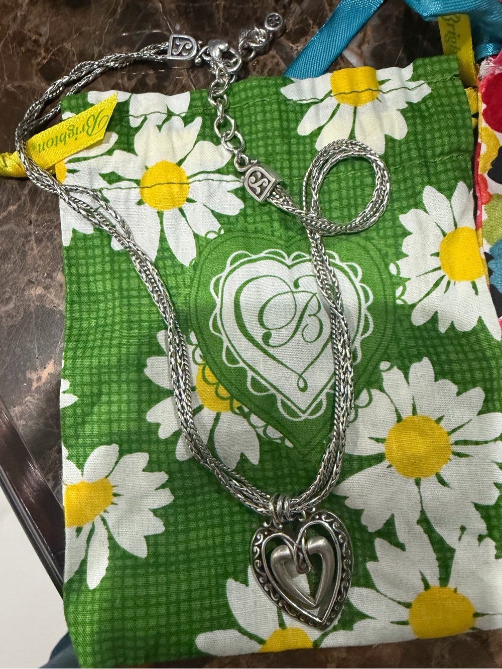 Brighton Silver-Tone Double Heart Pendant Necklace